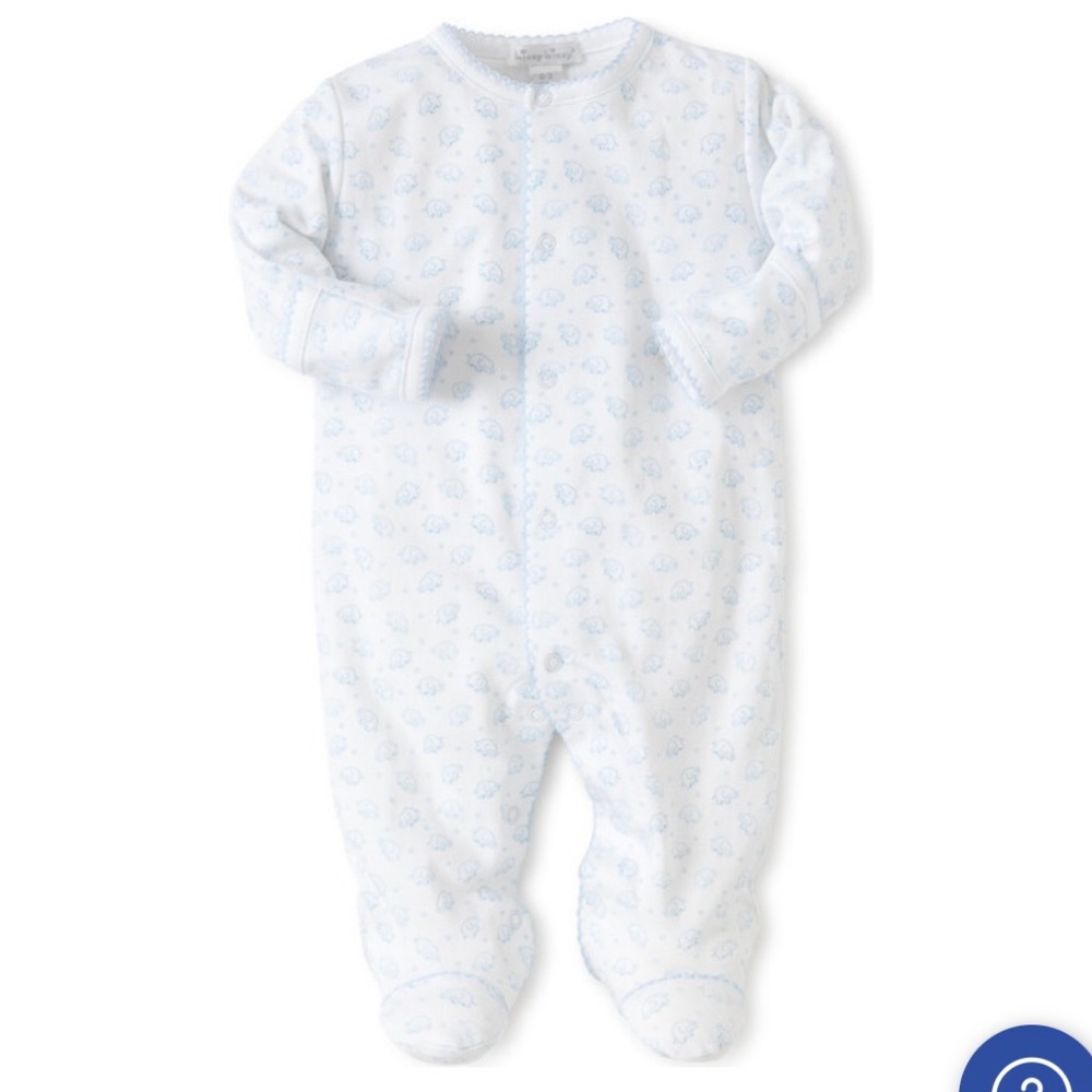 Kissy Kissy - Ele-Fun Footie (Elephant) - Size 0-3 Months - White and Blue